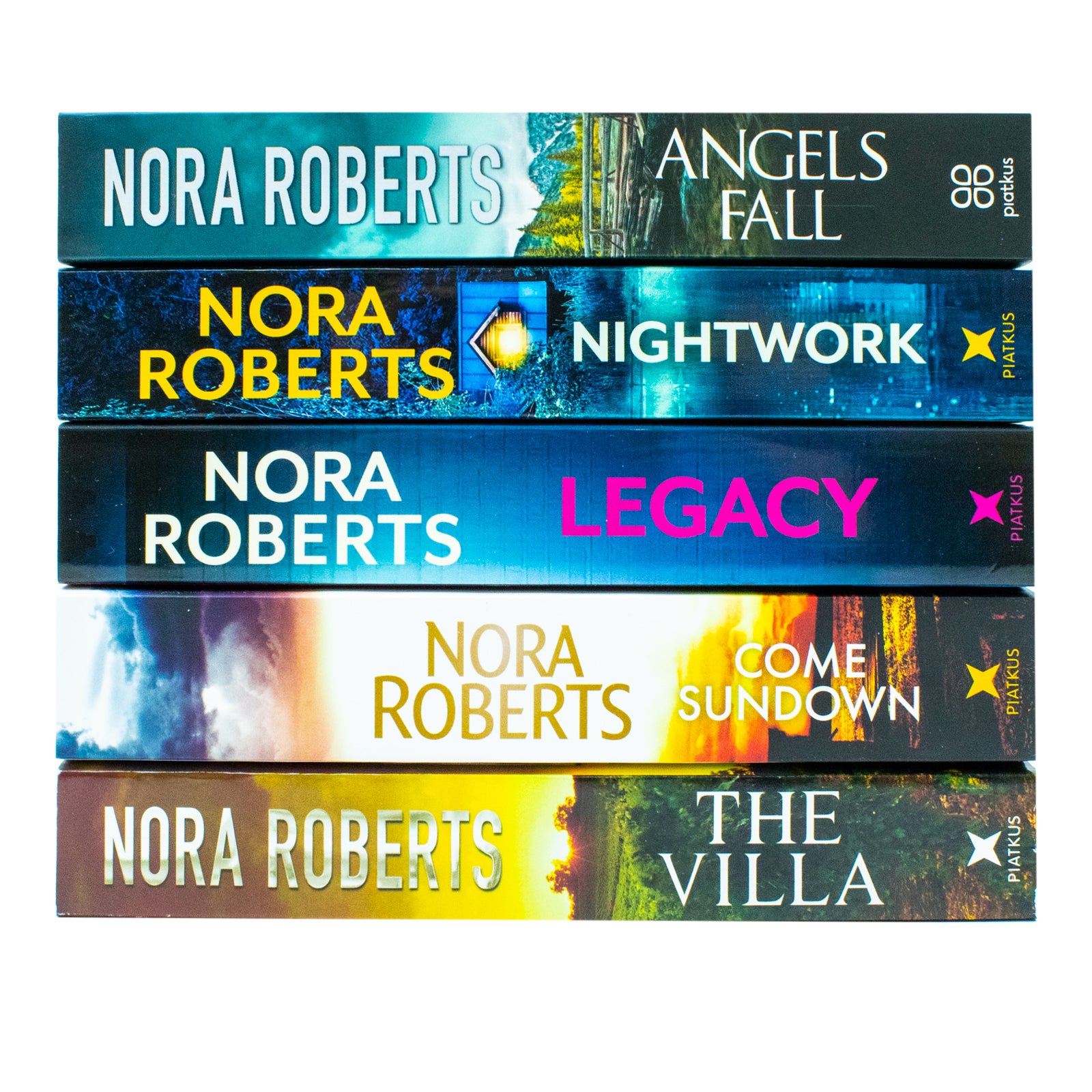 Nora Roberts 5 Books Collection Set - Legacy, Angels Fall, The Villa, Nightwork & Come Sundown - Adult Paperback Fiction