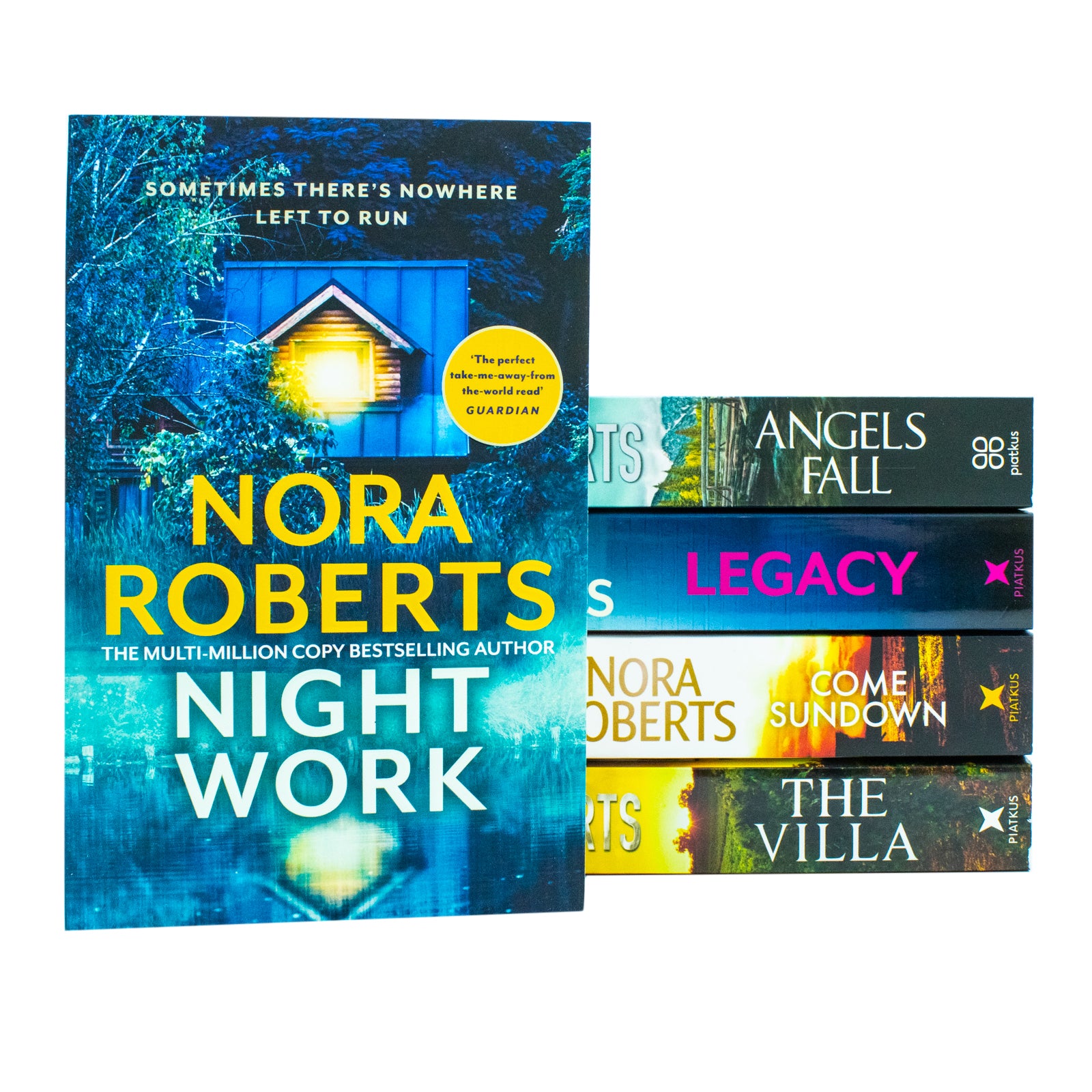 Nora Roberts 5 Books Collection Set - Legacy, Angels Fall, The Villa, Nightwork & Come Sundown - Adult Paperback Fiction