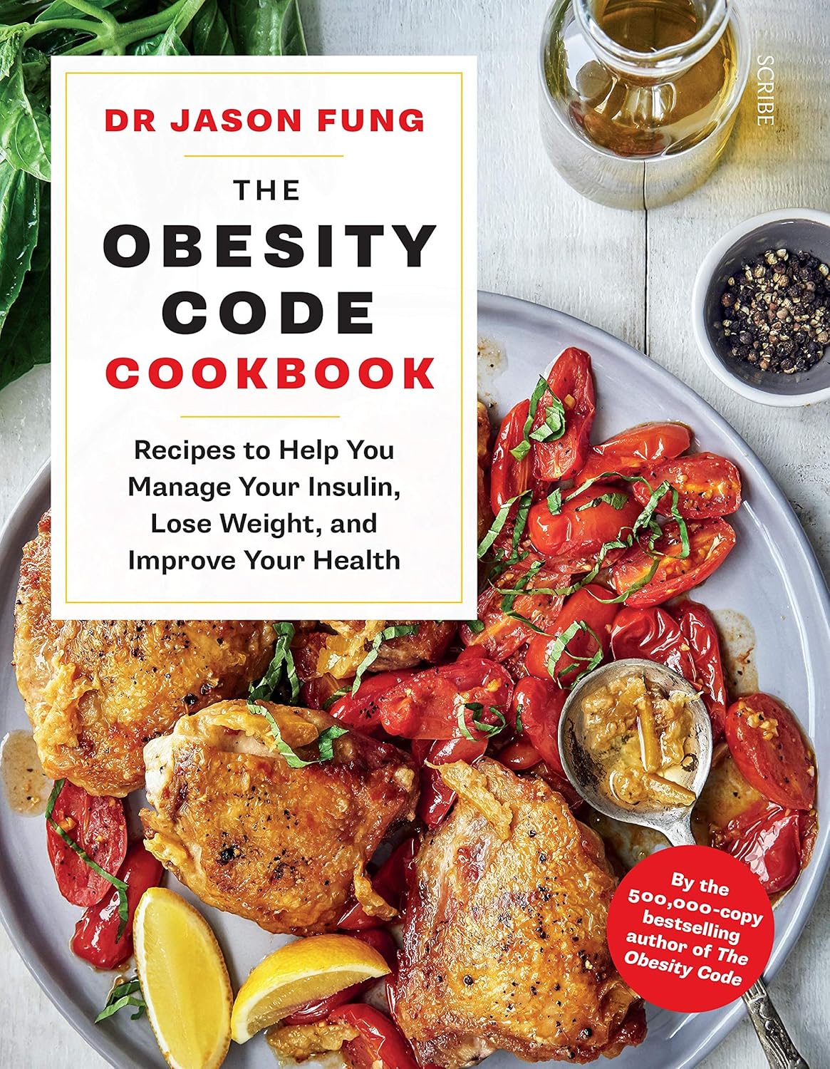 The Obesity Code Cookbook by Dr Jason Fung - paperback front cover - low-carb recipes to manage insulin and lose weight