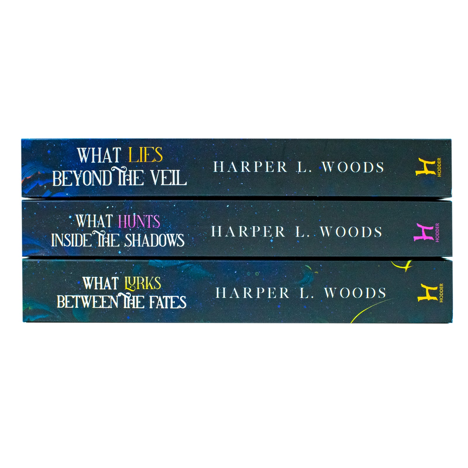 Of Flesh & Bone Series paperback collection set spines - Harper L. Woods dark fae romance