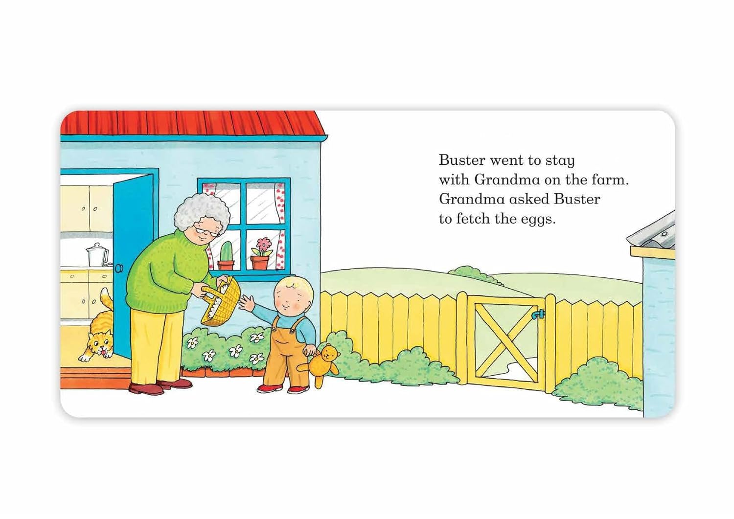 Oh Dear! by Rod Campbell farm board book back cover with Buster the farm series details