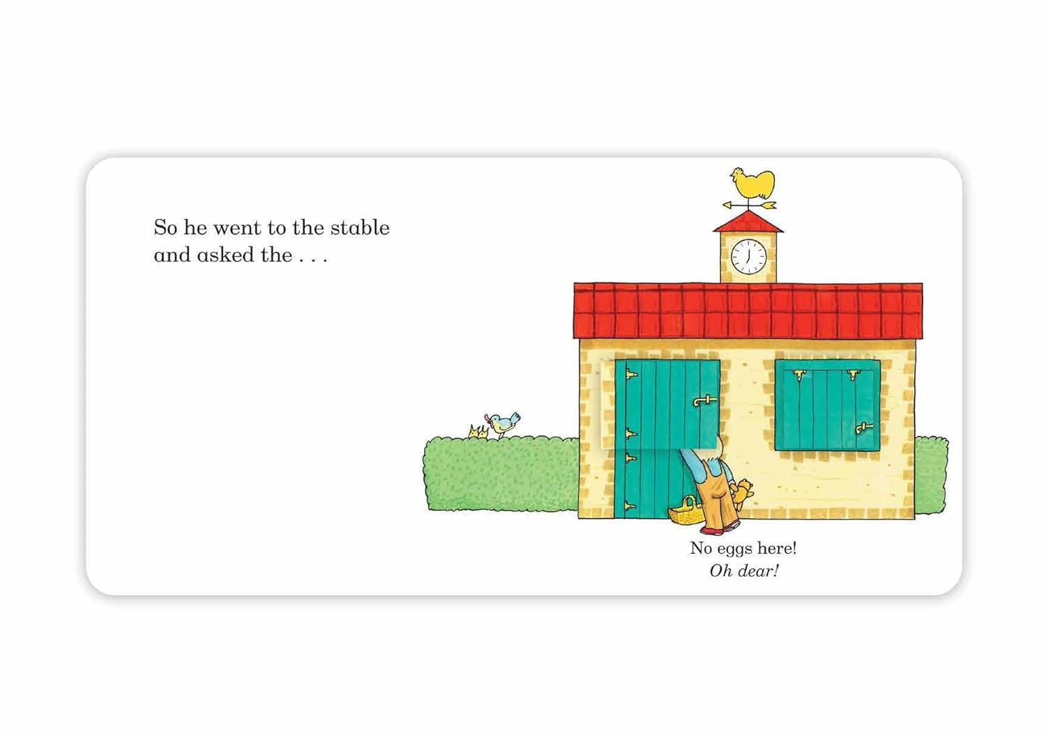 Oh Dear! lift-the-flap farm book inside page showing Rod Campbell's interactive flap illustration