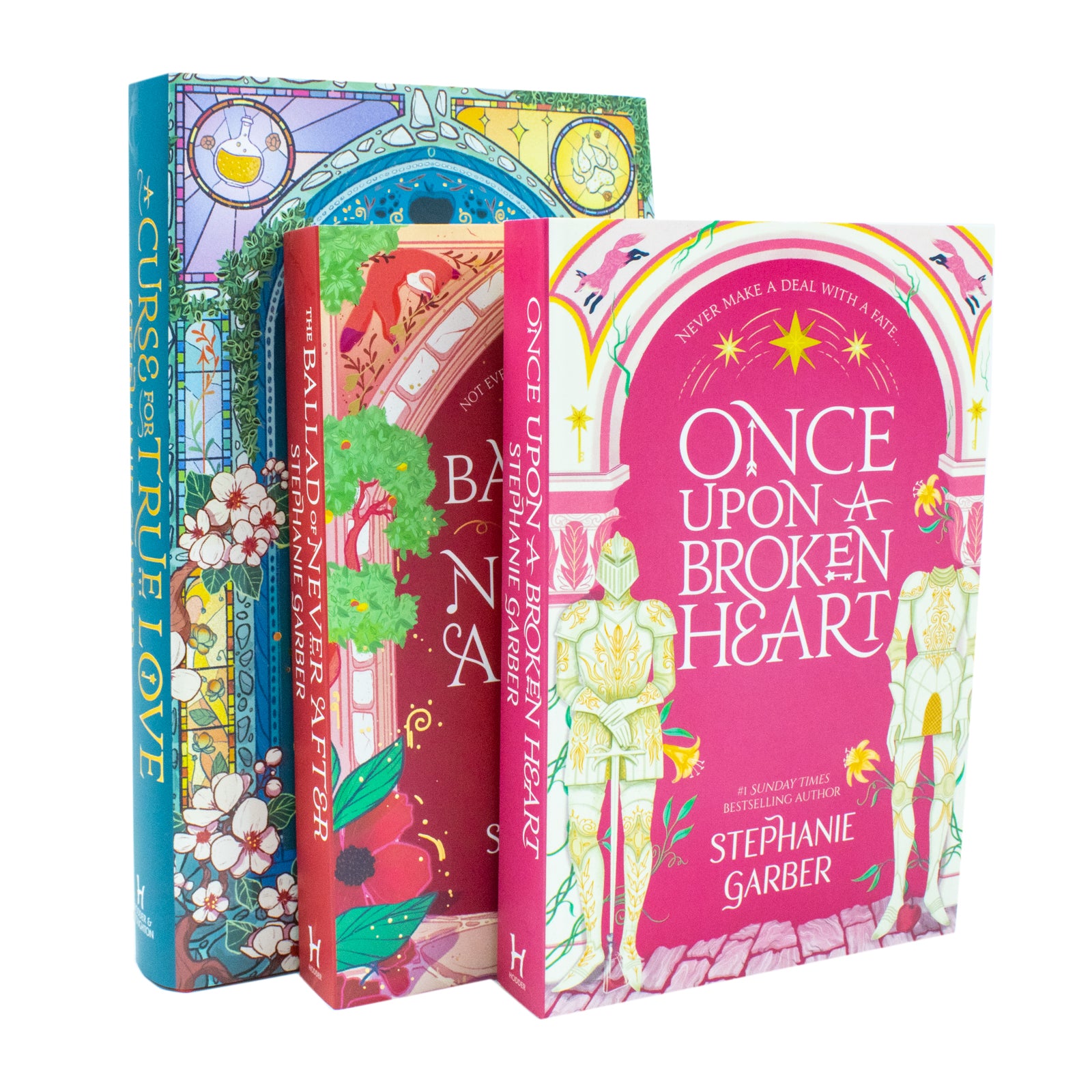 Once Upon A Broken Heart, The Ballad of Never After and A Curse For True Love paperback book covers by Stephanie Garber