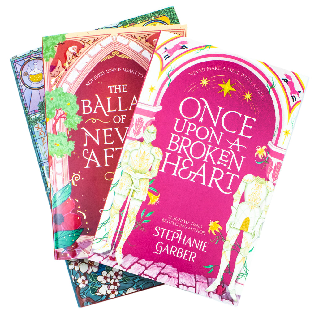 Once Upon A Broken Heart trilogy paperback set spines by Stephanie Garber - complete YA fantasy romance series