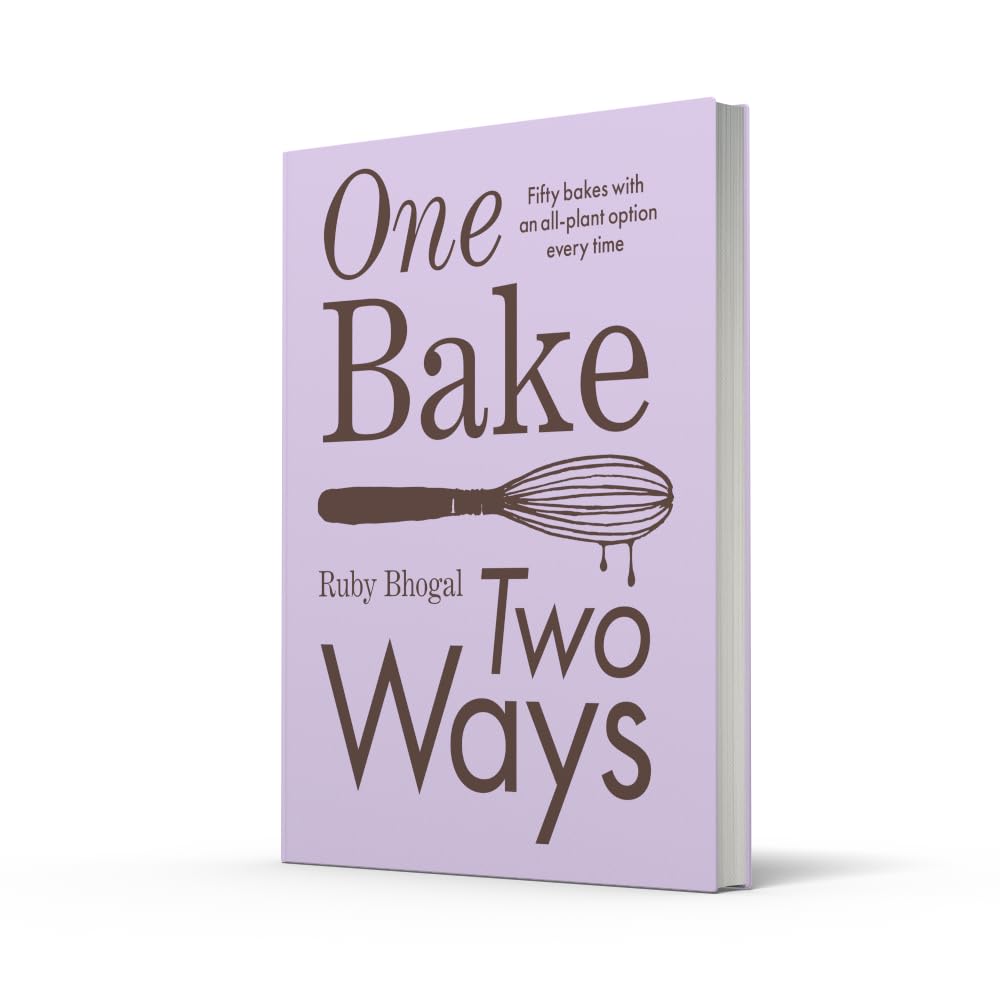 One Bake, Two Ways by Ruby Bhogal hardback cookbook - back cover with recipe reviews and details