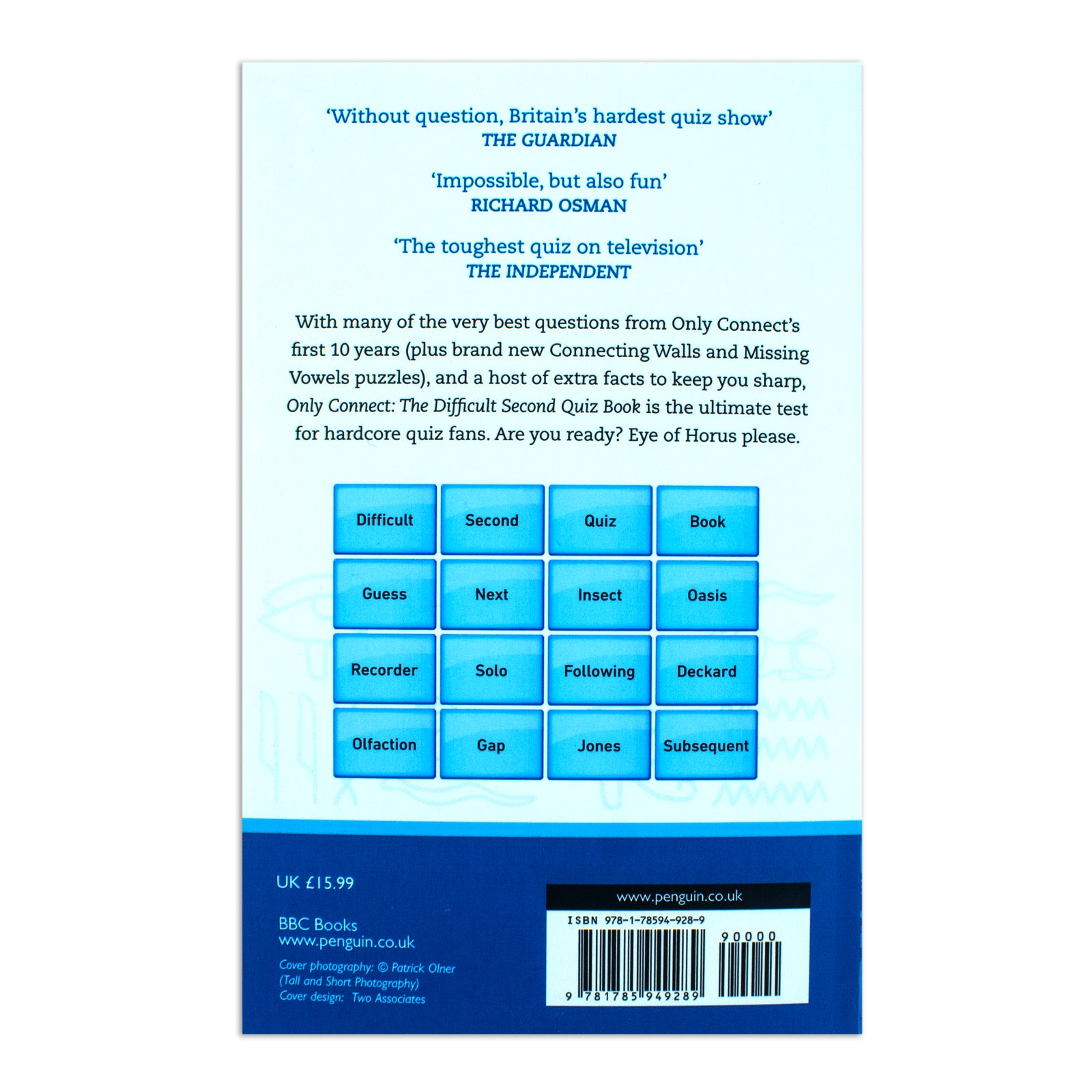 Only Connect: The Difficult Second Quiz Book by Jack Waley-Cohen - Paperback back cover with blurb