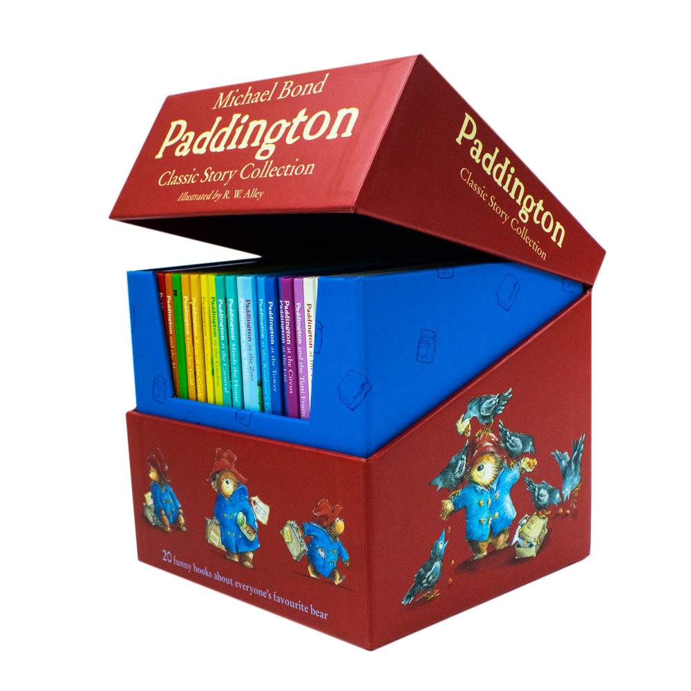 Stack of Paddington paperback books from the 20 book Classic Story Collection box set