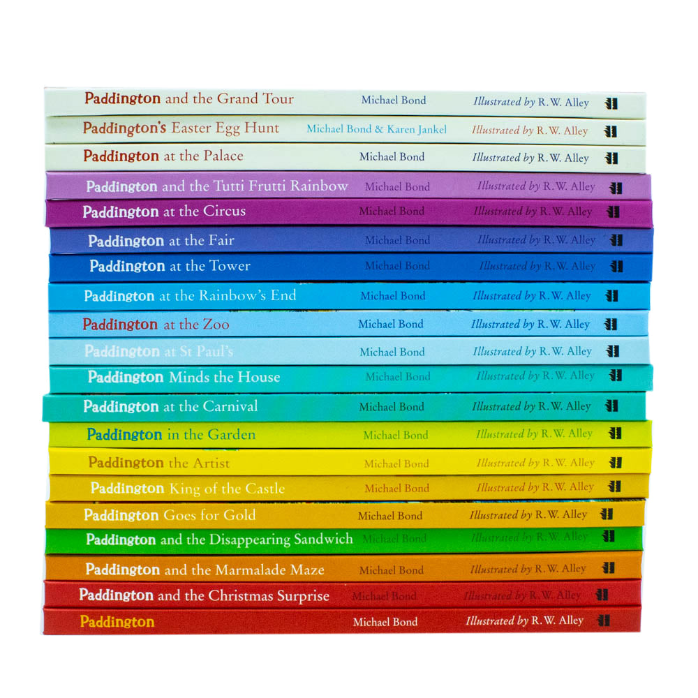 Selection of Paddington story titles from the 20 book paperback collection set