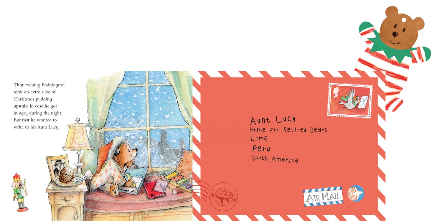 Paddington's Christmas Post page featuring Paddington's handmade Christmas card to Aunt Lucy