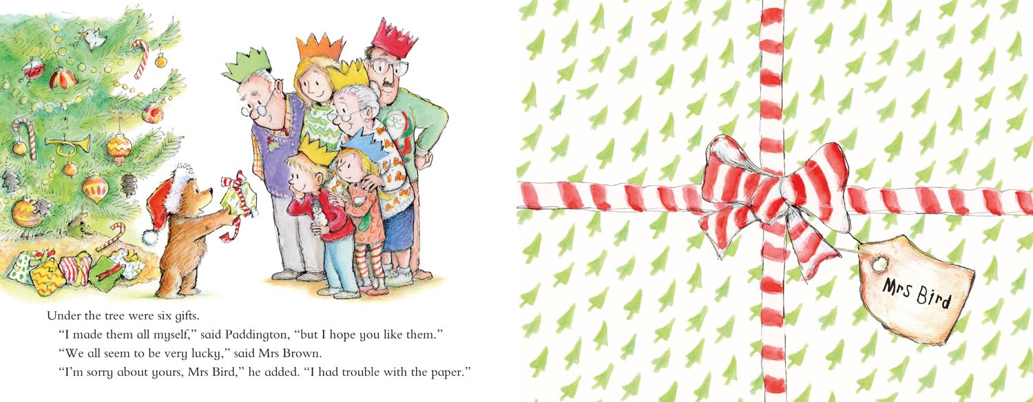 Paddington's Christmas Post illustrated spread of Paddington writing to Santa