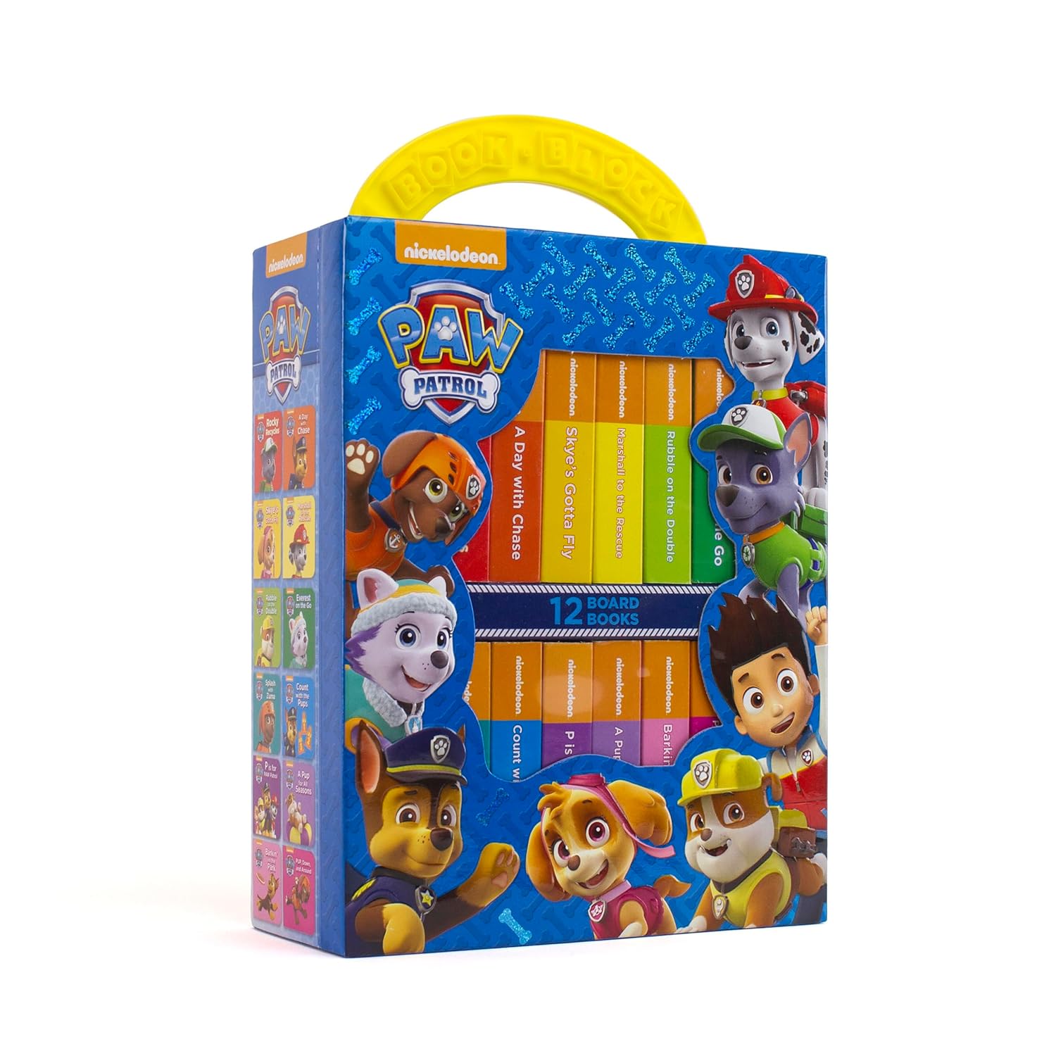 PAW Patrol board books set showing individual early learning titles for toddlers