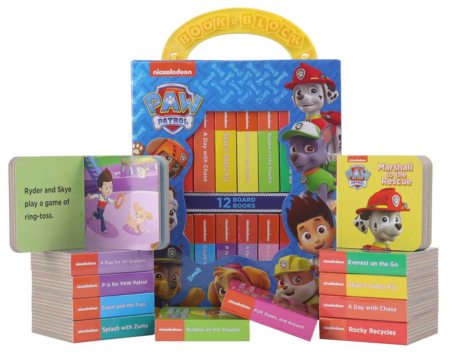 PAW Patrol My First Library board book set back cover with Chase, Skye, Marshall and pups