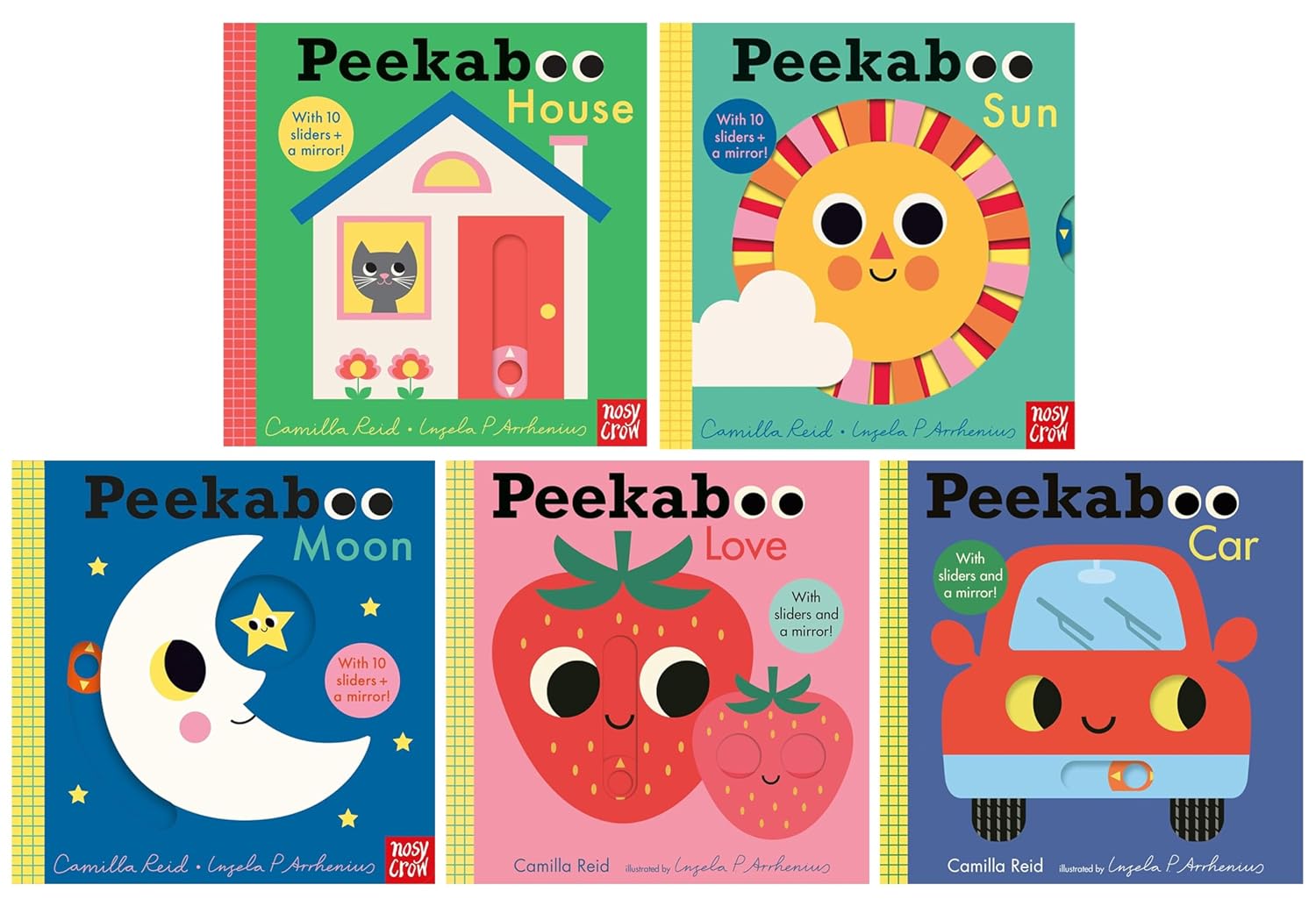 Peekaboo by Camilla Reid 5 Books Collection Set - House, Sun, Moon, Love and Car interactive board books for babies and toddlers ages 0-3