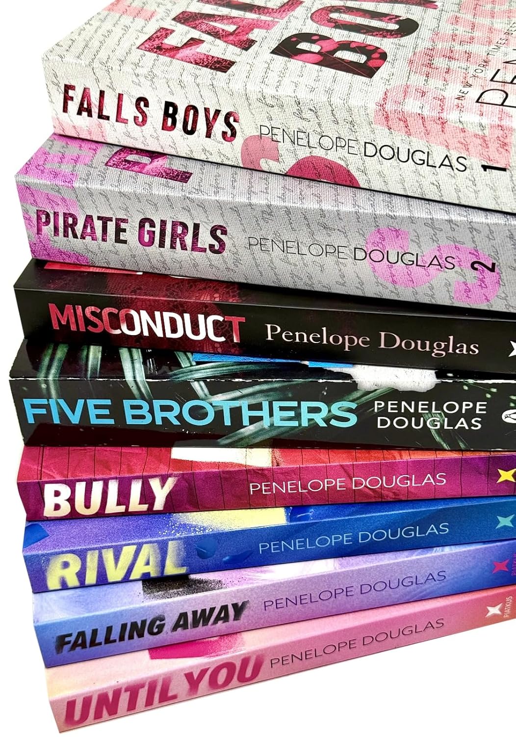 Penelope Douglas Romance Collection - Bully, Until You, Rival, Falling Away Paperback Covers
