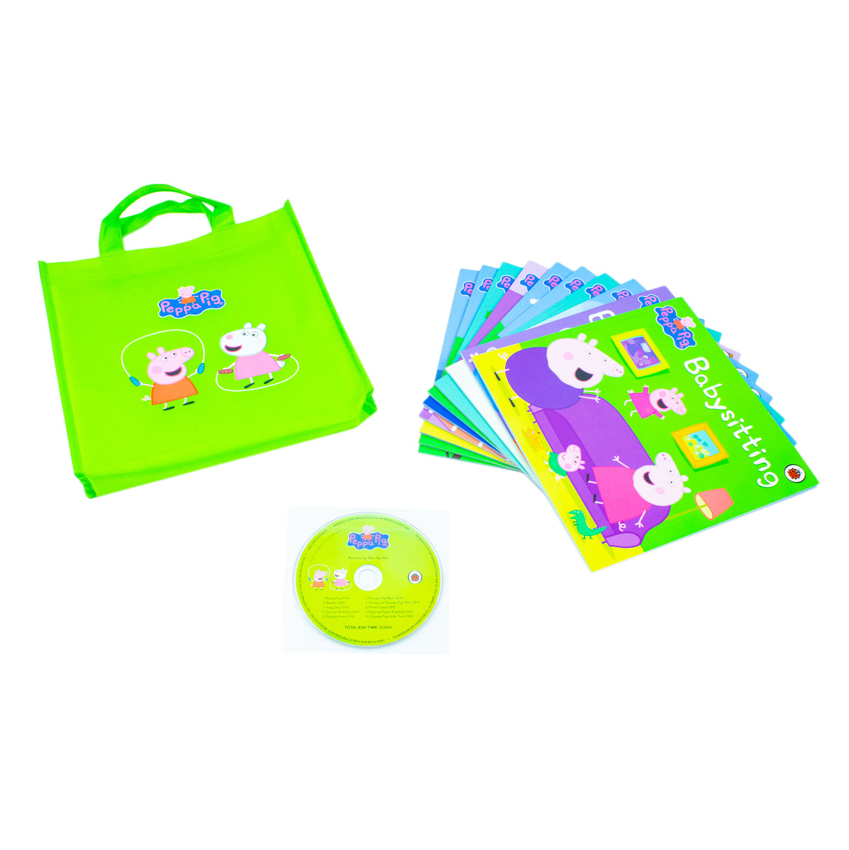 Peppa Pig Lime Bag 10 Books Collection Set with Audio CD - contents view