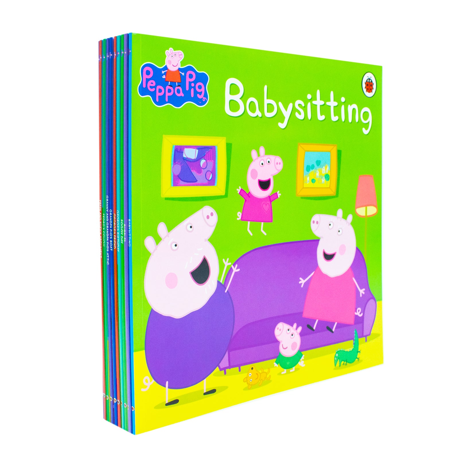 Peppa Pig Lime Bag 10 Books Collection Set - paperback titles including Grandpa Pig's Little Train