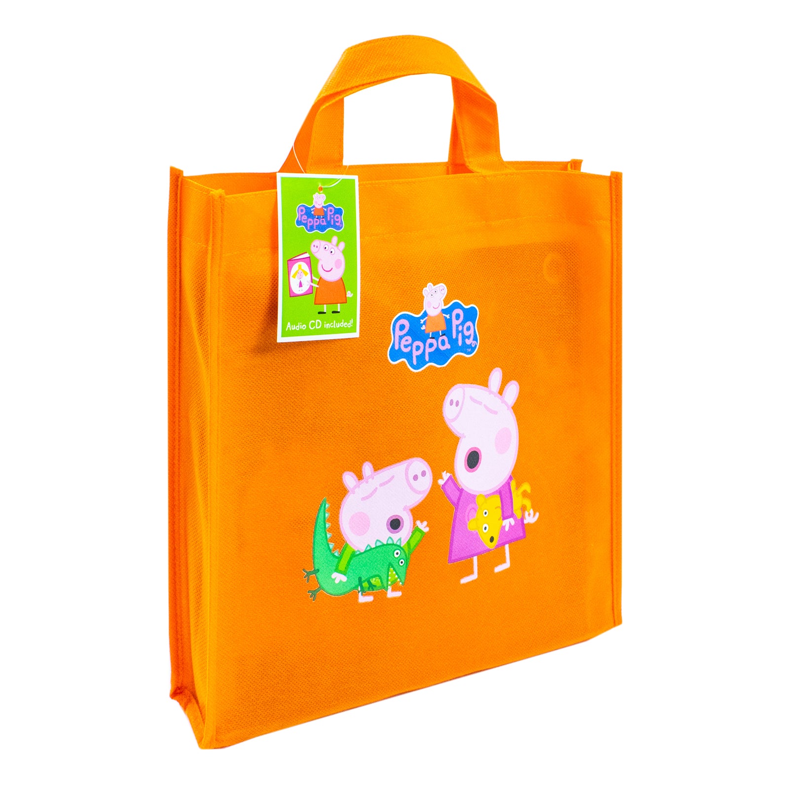 Peppa Pig Orange Bag 10 Book Collection Set with Audio CD - Paperback Ages 3-7 - front of carry bag