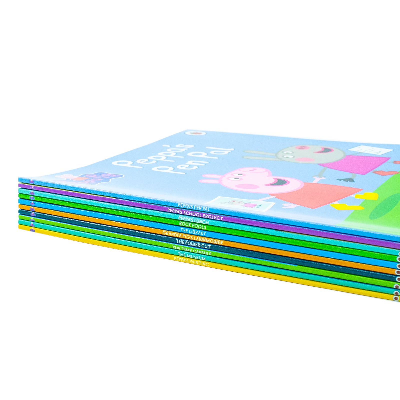 Peppa Pig Purple Bag 10 Books Collection Set including CD - close up of storybook covers