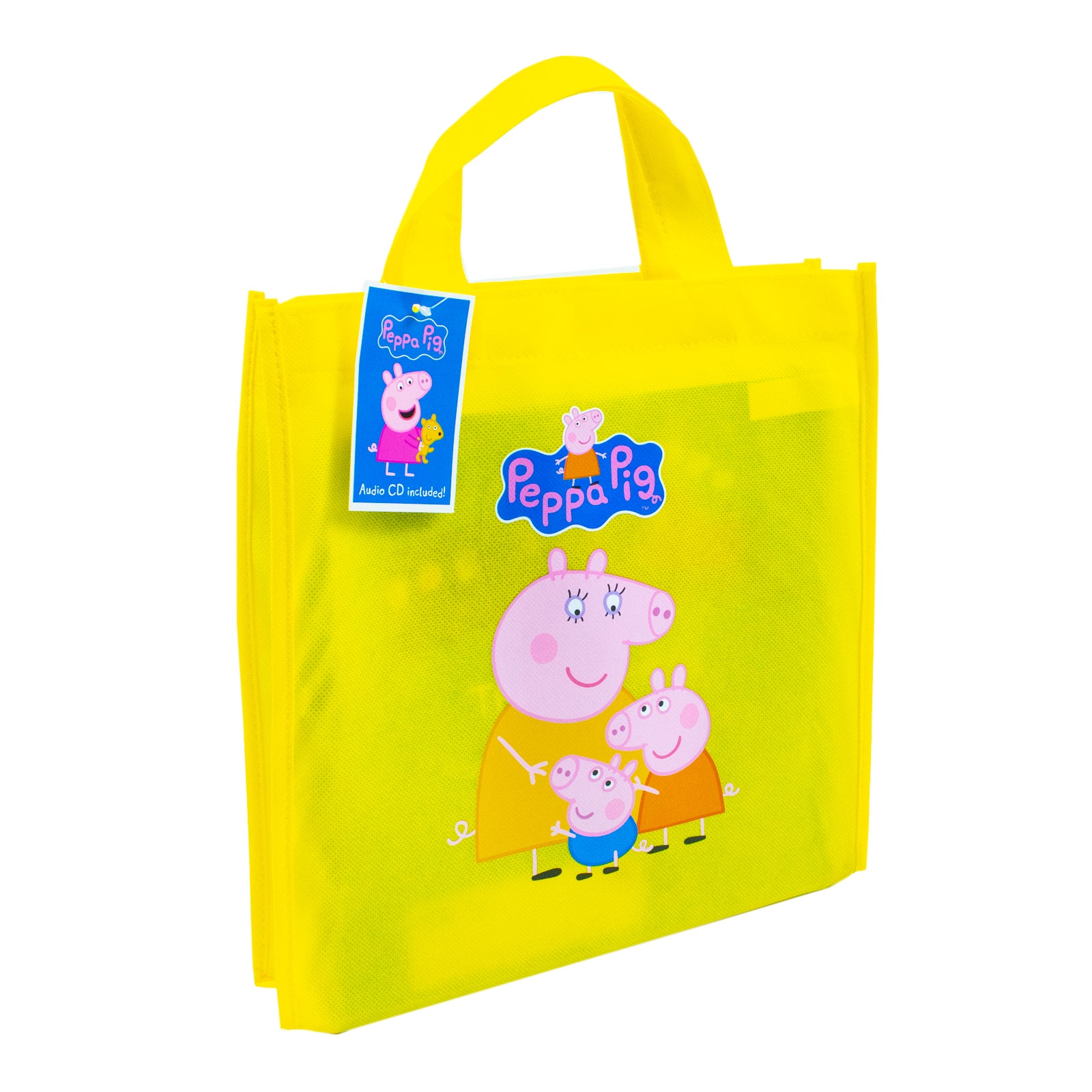 Peppa Pig Yellow Bag 10 Books Collection Set with Audio CD - paperback, ages 0-5 - front of set showing yellow gift bag