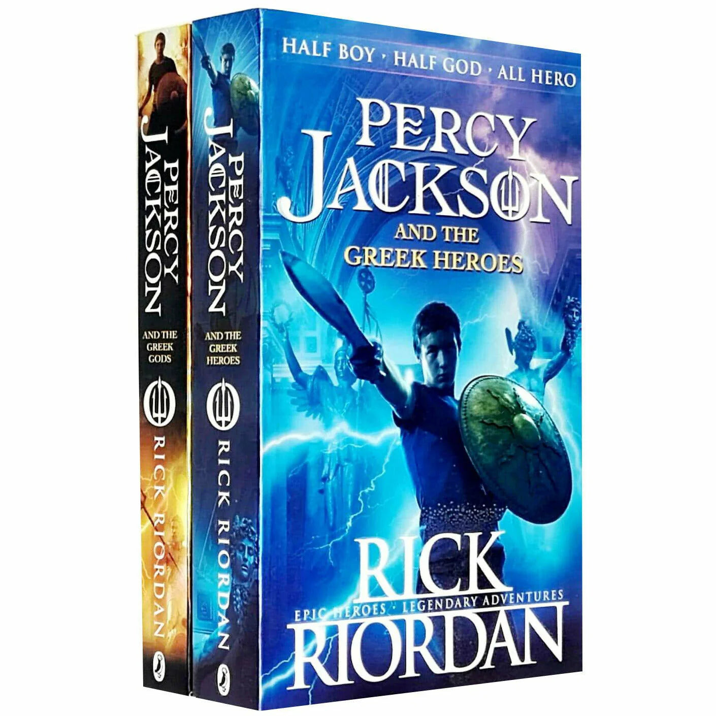 Percy Jackson's Greek Myths 2 Book Collection Set by Rick Riordan - Greek Gods and Greek Heroes paperback books for ages 9-12