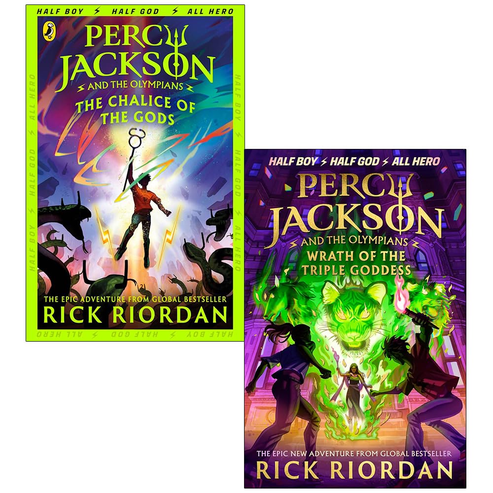 Percy Jackson and the Olympians 2 Book Collection Set by Rick Riordan - The Chalice of the Gods and Wrath of the Triple Goddess - Ages 9-12 - Mixed Format front cover