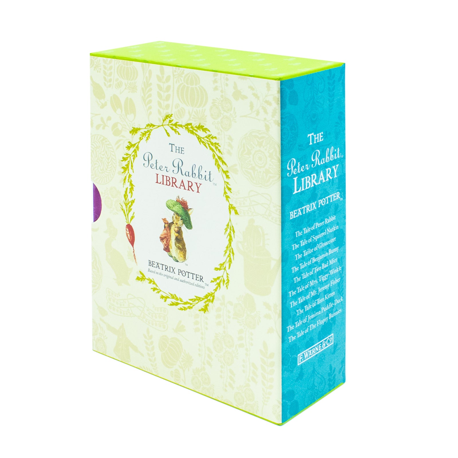 Peter Rabbit Library box set showing individual hardback titles including The Flopsy Bunnies and Jemima Puddle-Duck