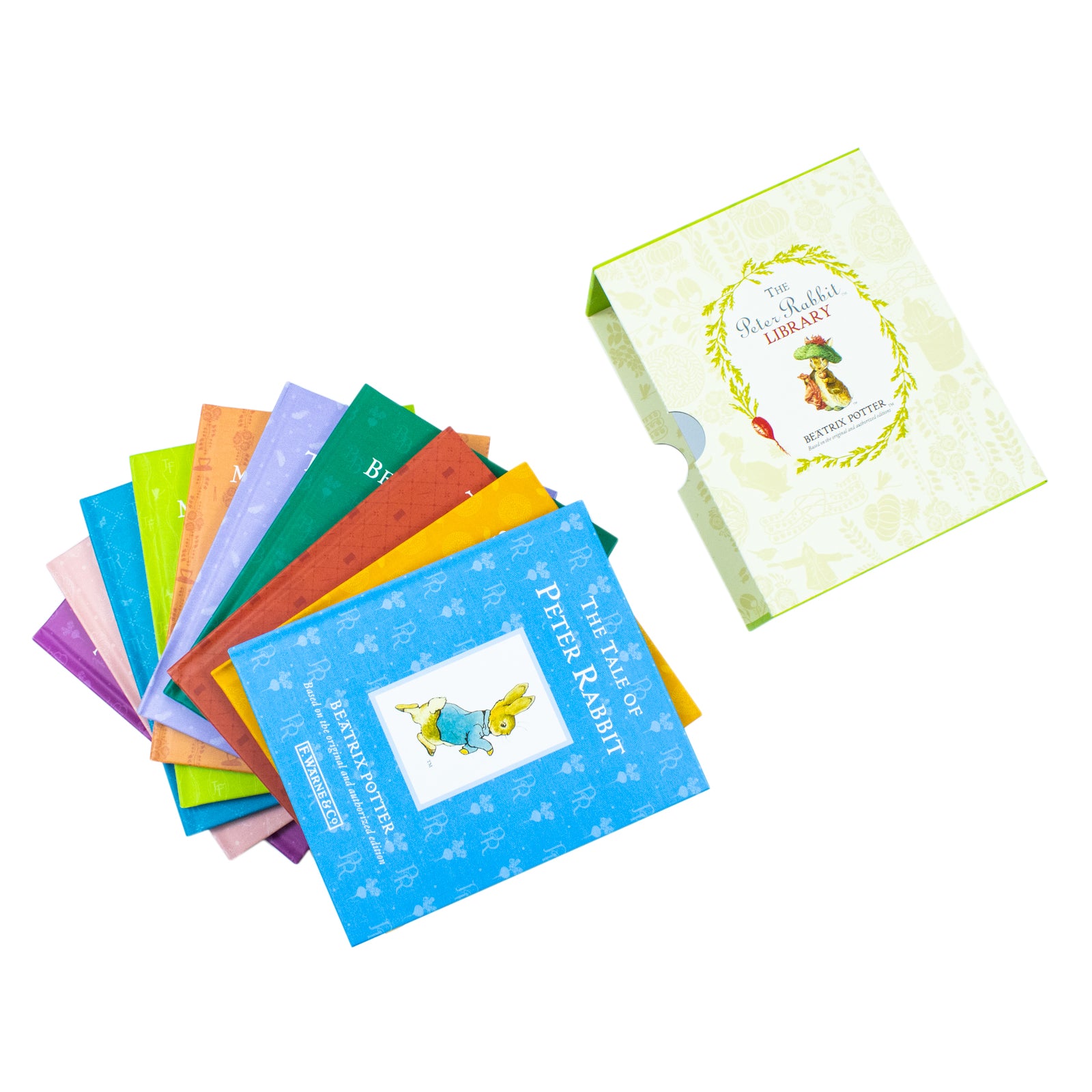 Peter Rabbit Library 10 book hardback set displayed in slipcase, classic childrens tales