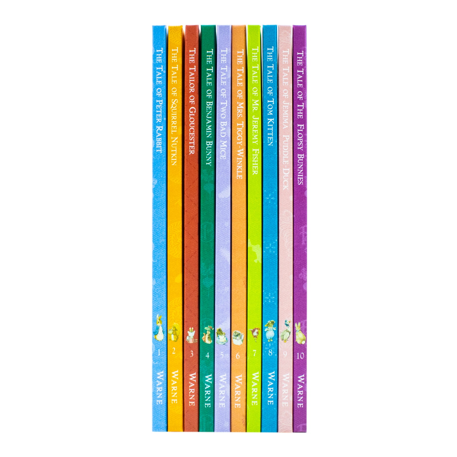 Peter Rabbit Library hardback collection spines showing all 10 titles by Beatrix Potter