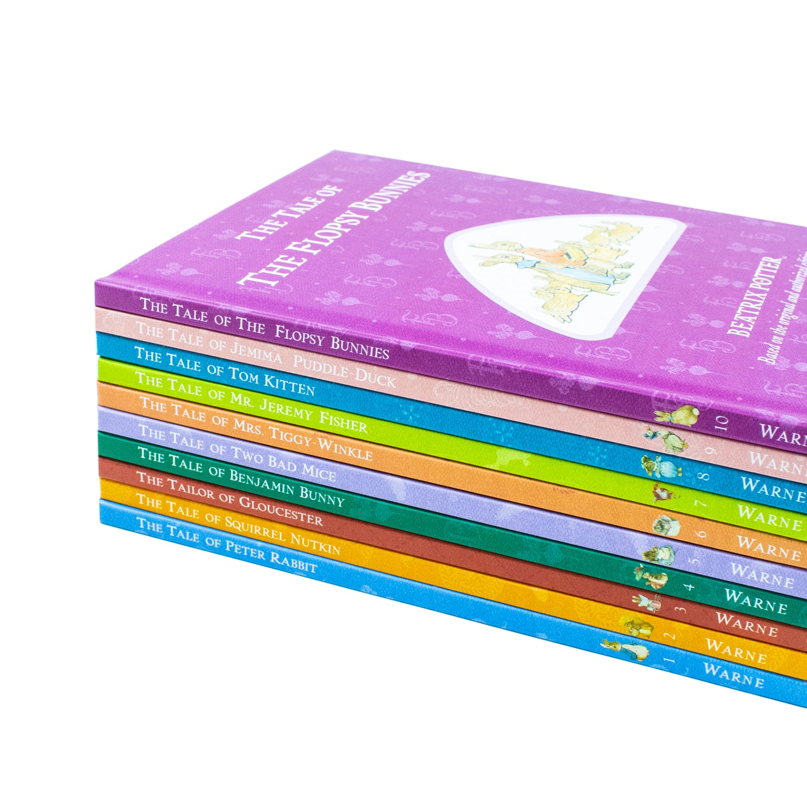 Beatrix Potter Peter Rabbit Library hardback books open showing original illustrations