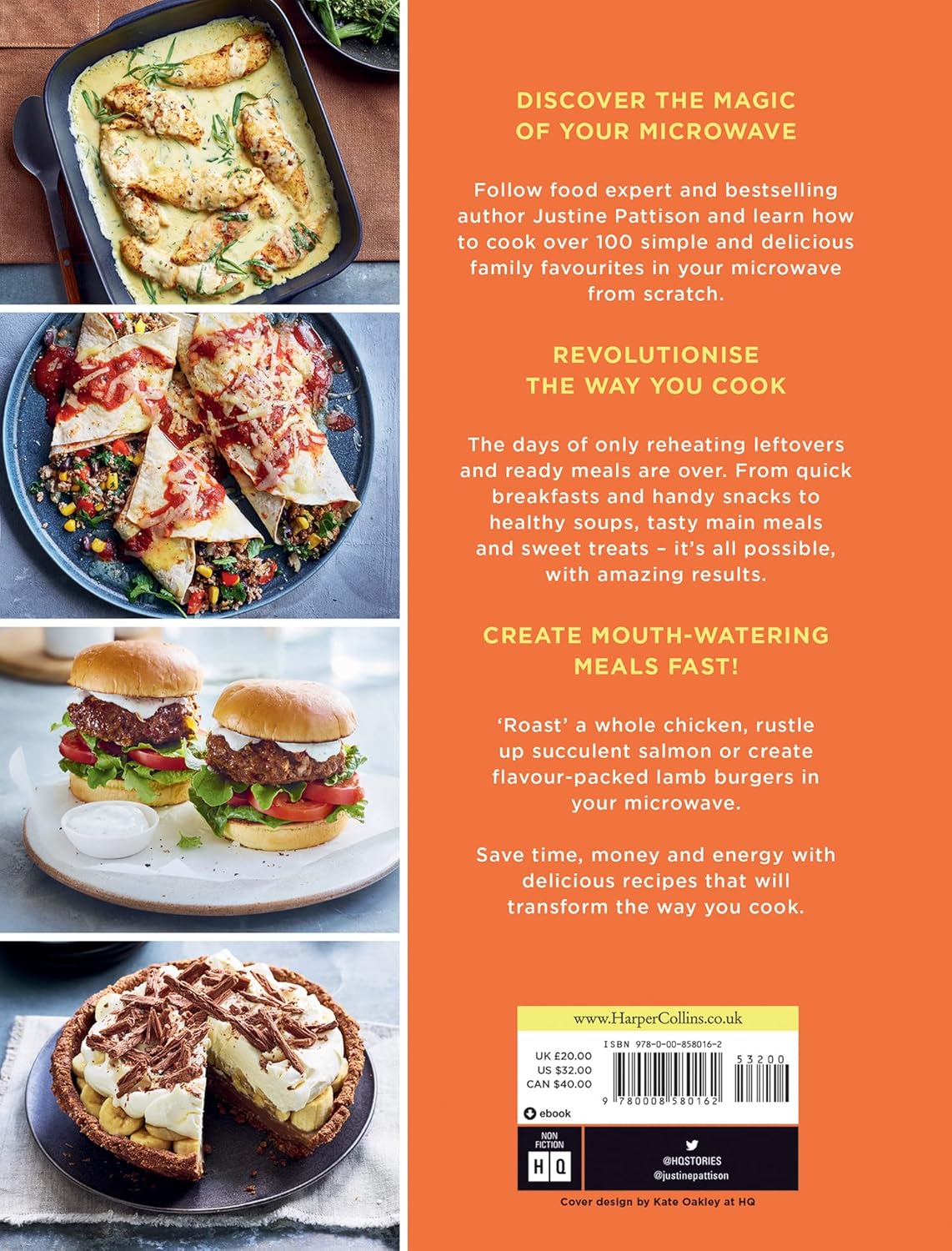 PING! by Justine Pattison - hardback microwave cookbook spine and cover detail