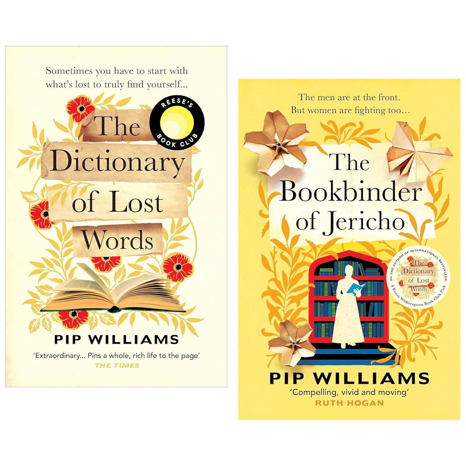 Pip Williams 2 Books Collection Set paperback - The Dictionary of Lost Words and The Bookbinder of Jericho, historical fiction novels