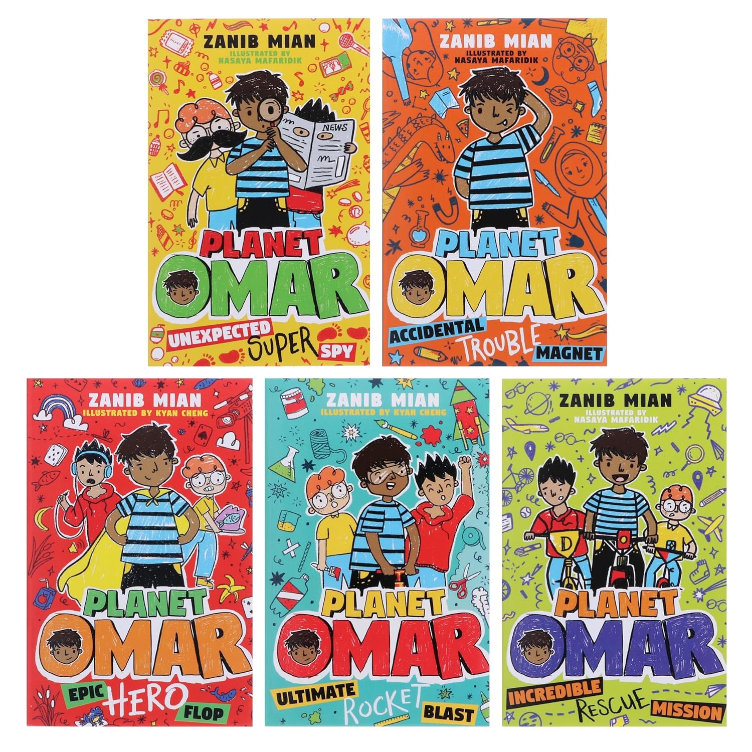 Planet Omar 5 Books Collection Set by Zanib Mian - full paperback box set cover artwork, ages 8-12