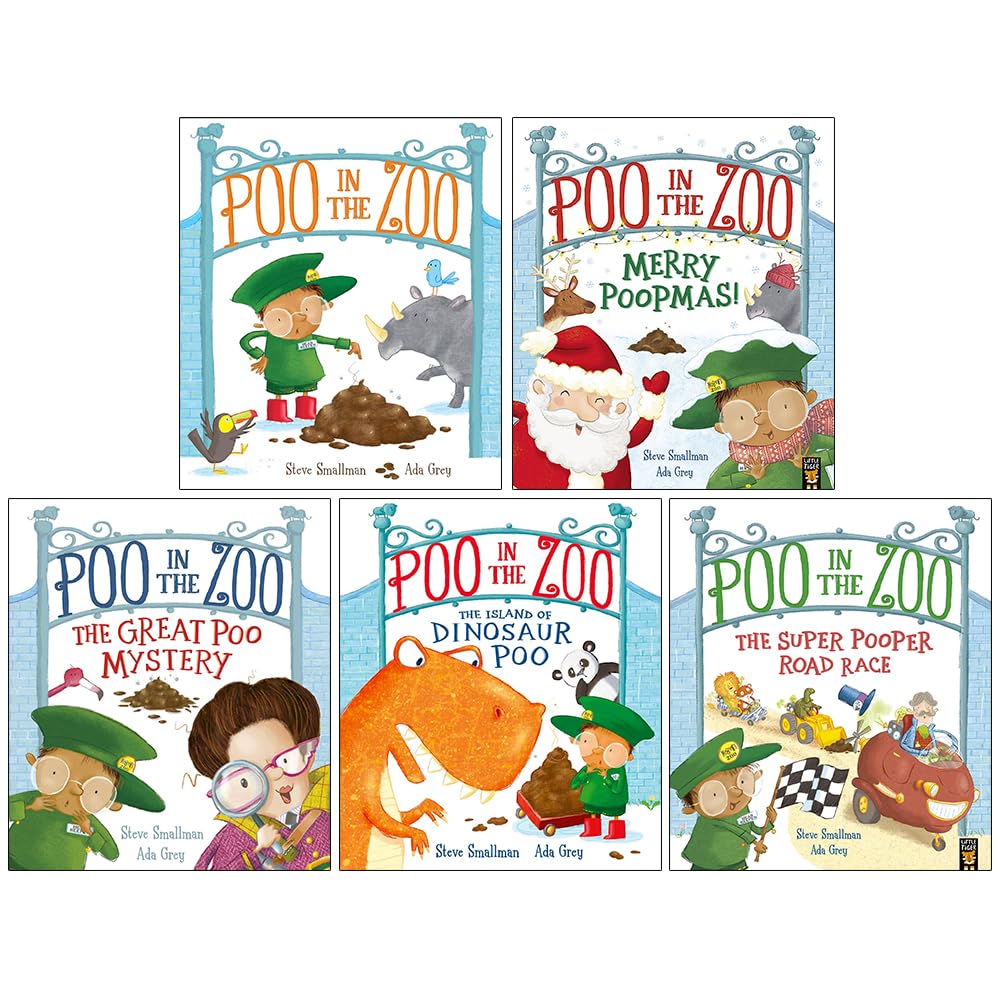 Poo in the Zoo Series 5 Books Collection Set By Smallman & Grey(Poo in the Zoo, Merry Poopmas!, The Great Poo Mystery ,The Island of Dinosaur Poo & The Super Pooper Road Race) - Lets Buy Books