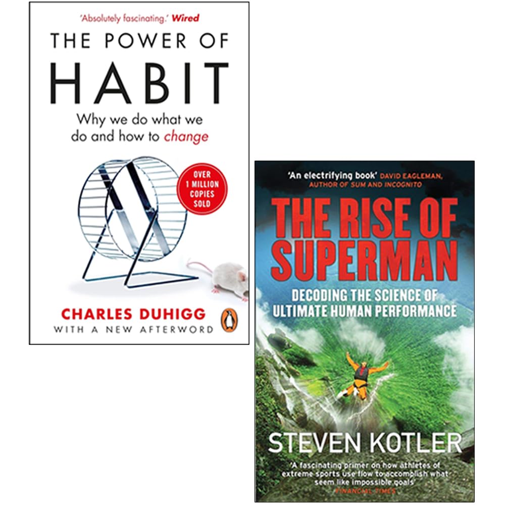 The Power of Habit by Charles Duhigg and The Rise of Superman by Steven Kotler - 2 books paperback collection set for adult readers