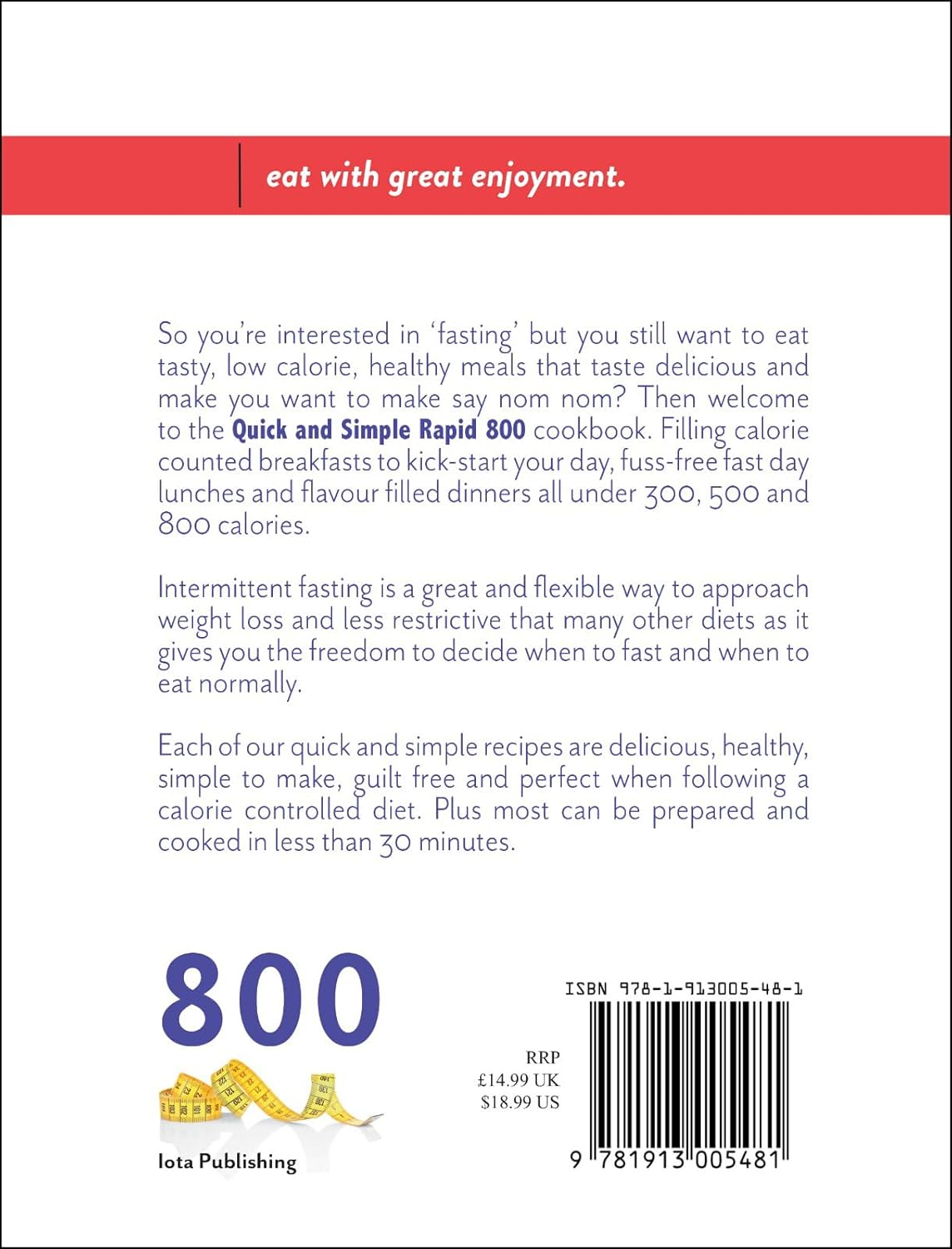 Quick and Simple RAPID 800 Cookbook by Iota - Paperback diet recipe book back cover detail