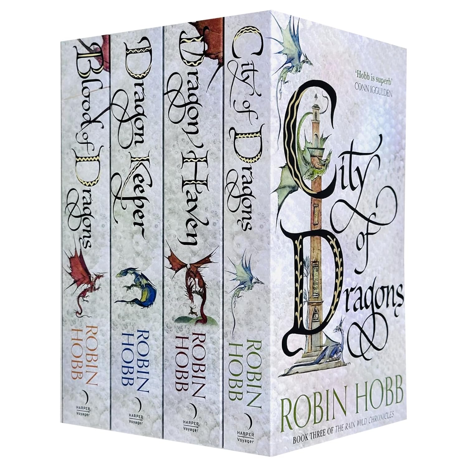 Rain Wild Chronicles 4 Books Collection Set by Robin Hobb - Dragon Keeper, Dragon Haven, City of Dragons, Blood of Dragons - Adult Fantasy Paperback Set