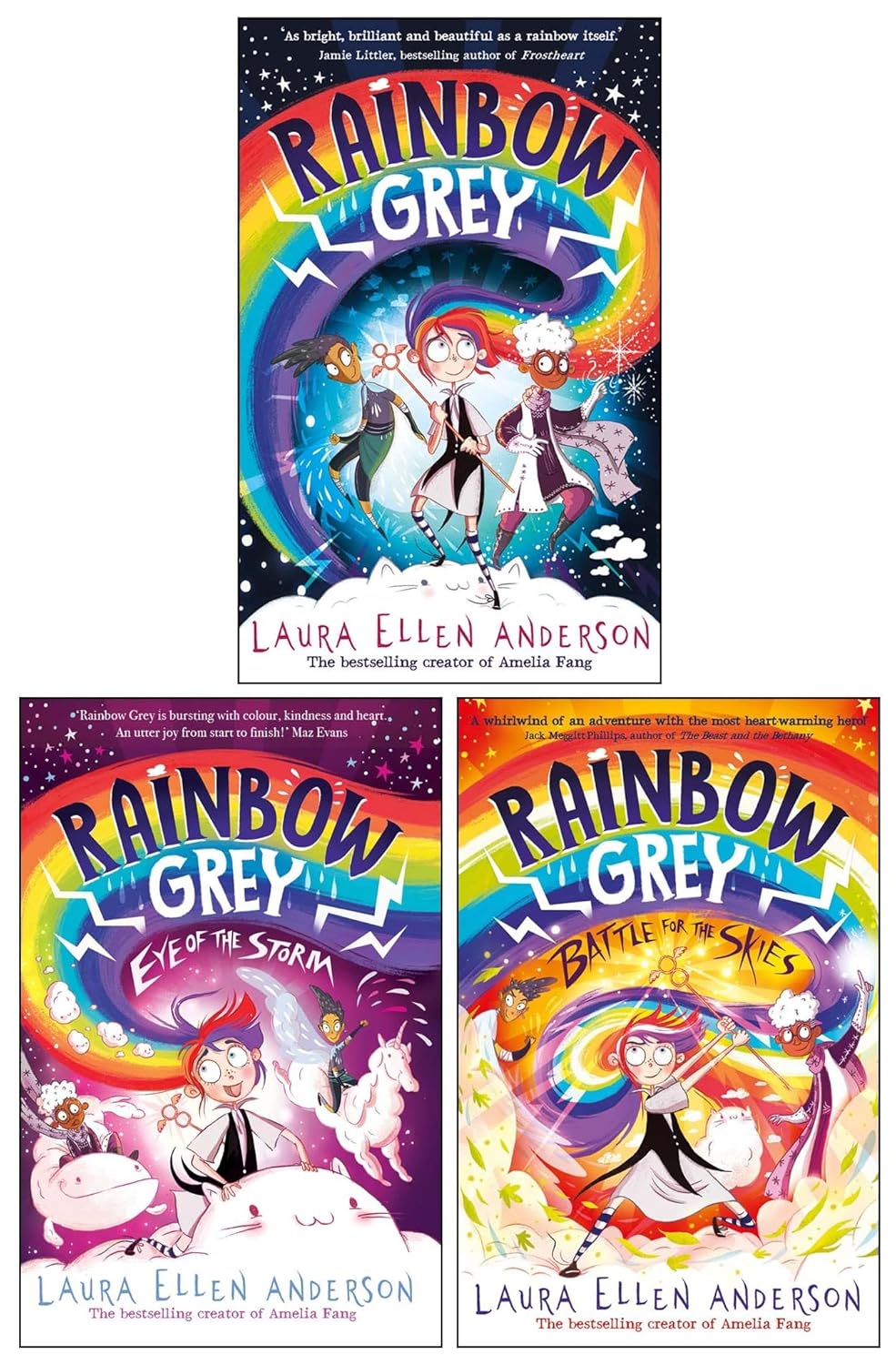 Rainbow Grey 3 Books Collection Set by Laura Ellen Anderson - Rainbow Grey, Eye of the Storm, Battle for the Skies - Paperback Ages 7-9