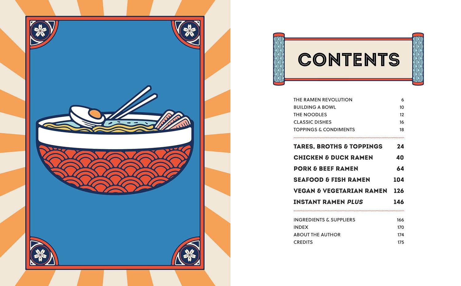 Inside page spread from Ramen 80 Easy Noodle Bowls and Broths by Makiko Sano showing noodle recipes
