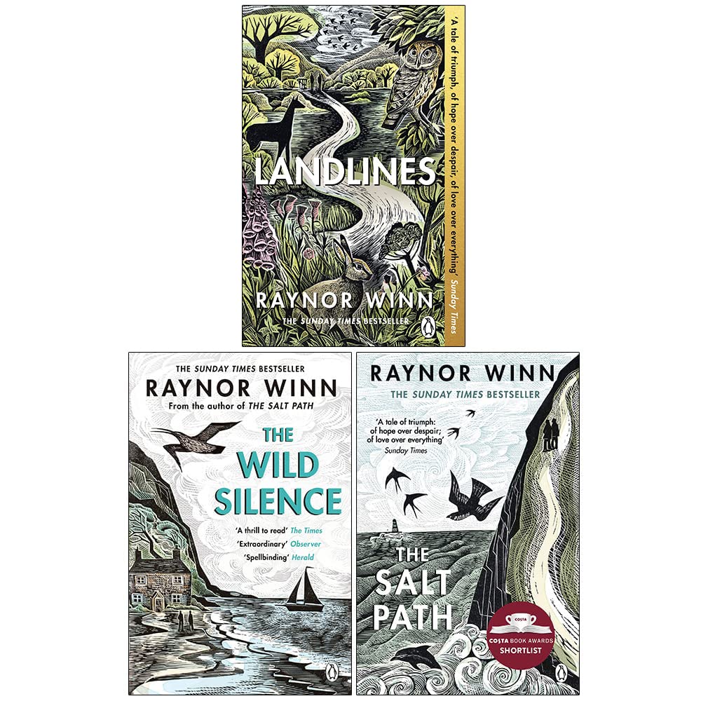 Raynor Winn Collection 3 Book Paperback Set - Salt Path, Wild Silence, Landlines - Back Cover View