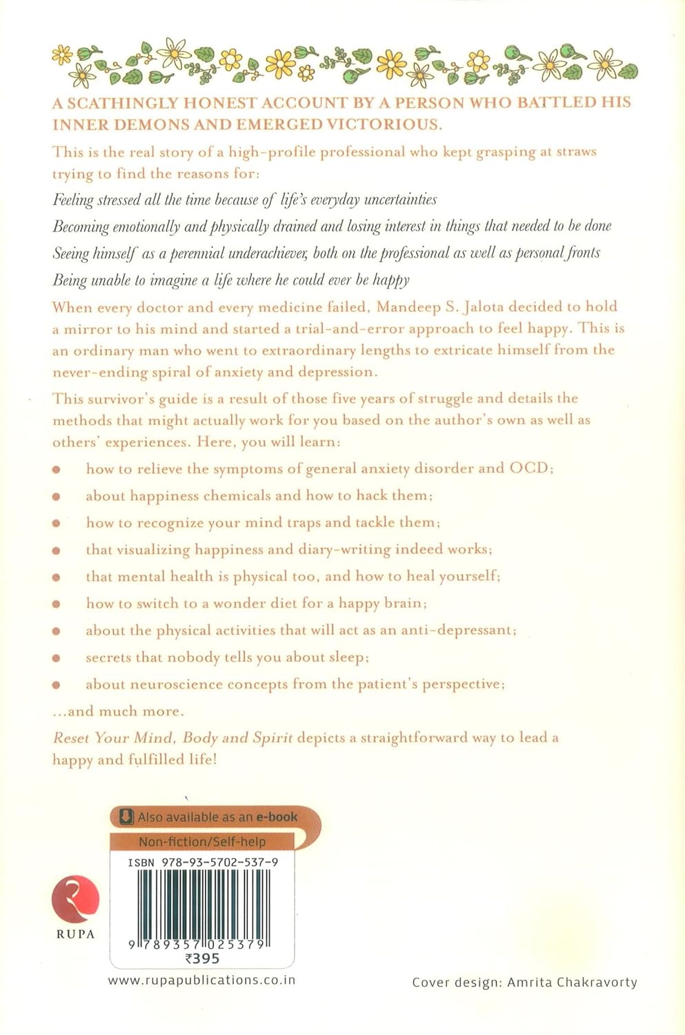 Reset Your Mind, Body and Spirit by Mandeep S. Jalota - Paperback back cover with book description