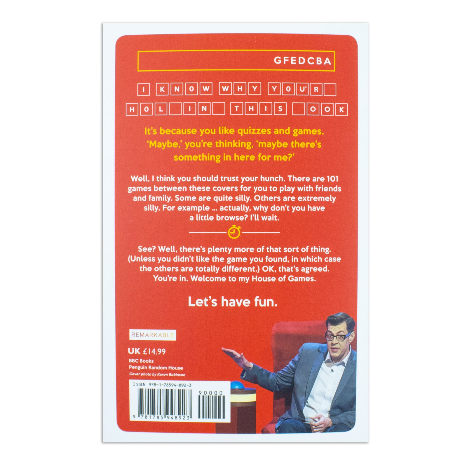 Richard Osman's House of Games paperback by Richard Osman & Alan Connor - back cover with game descriptions
