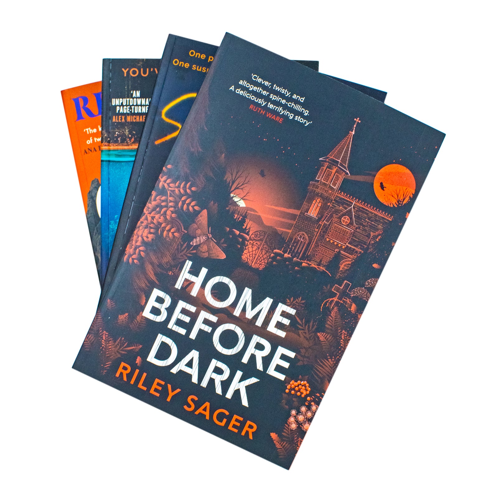 Home Before Dark by Riley Sager - paperback edition cover from the 4 book Riley Sager thriller collection