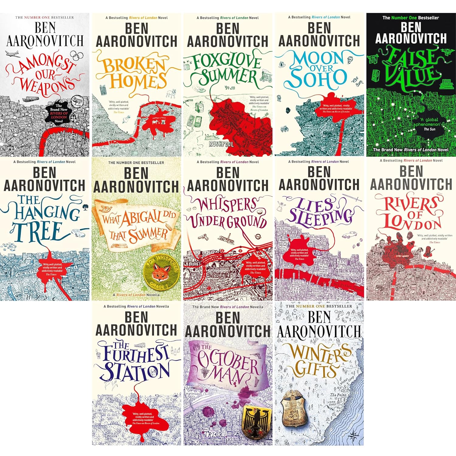 Rivers of London 13 Books Collection Set by Ben Aaronovitch - paperback urban fantasy covers