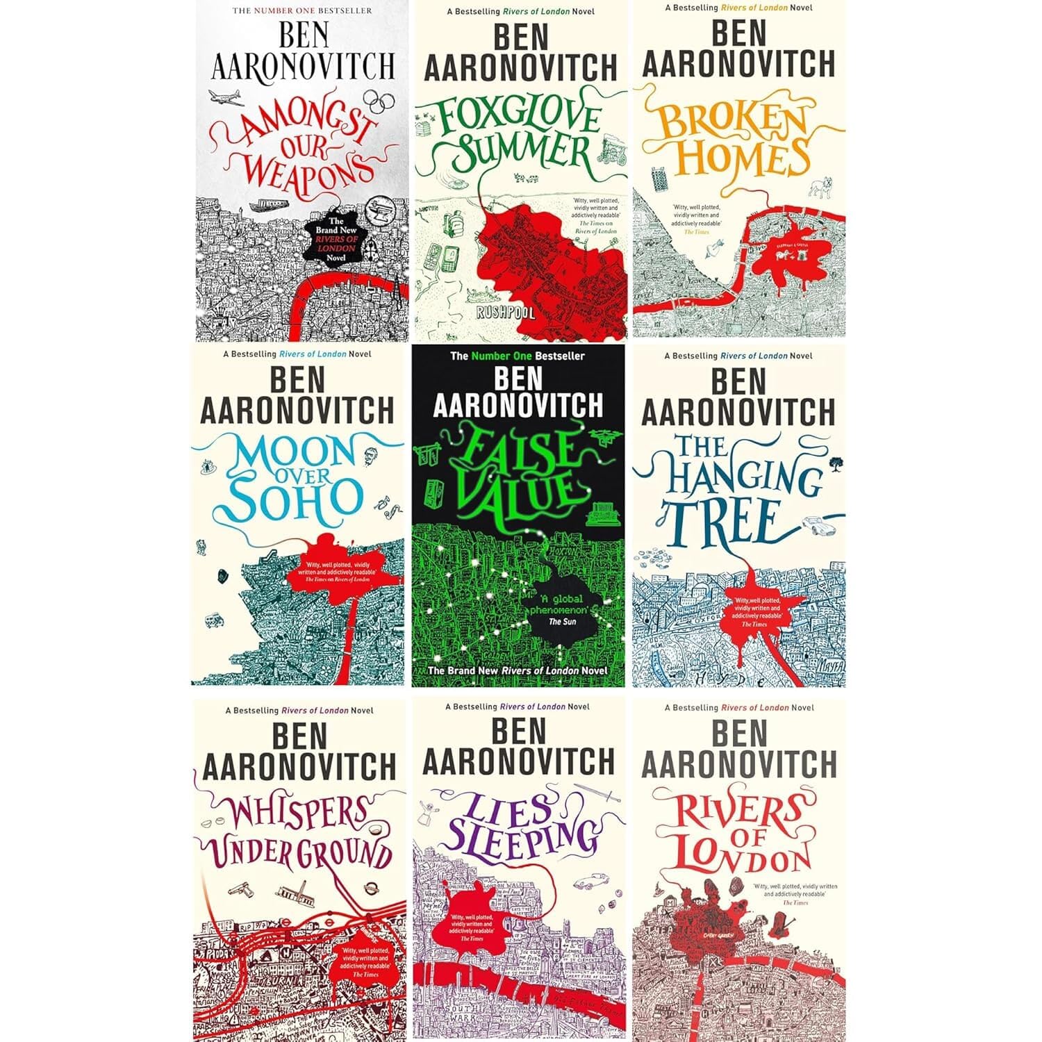 Rivers of London 9 Books Collection Set by Ben Aaronovitch - complete Peter Grant series paperback box set cover