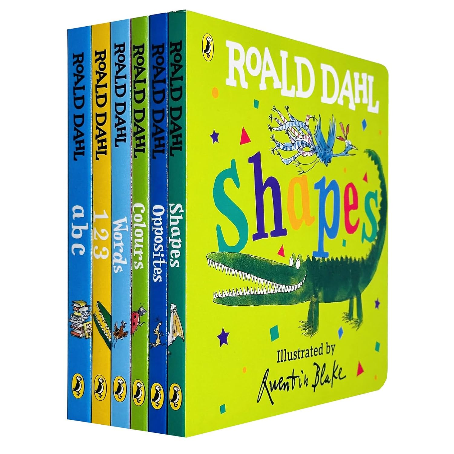 Roald Dahl Early Learning 6 Book Board Book Collection Set - Shapes, Colours, Words, Opposites, ABC & 123 - Ages 0-5