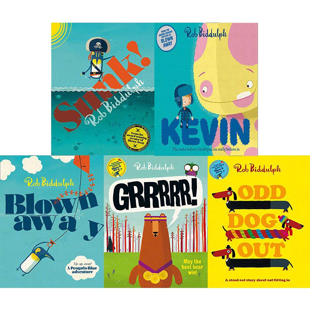 Rob Biddulph 5 Book Collection Set - Sunk, Kevin, Blown Away, Grrrrr and Odd Dog Out paperback picture books for ages 3-7