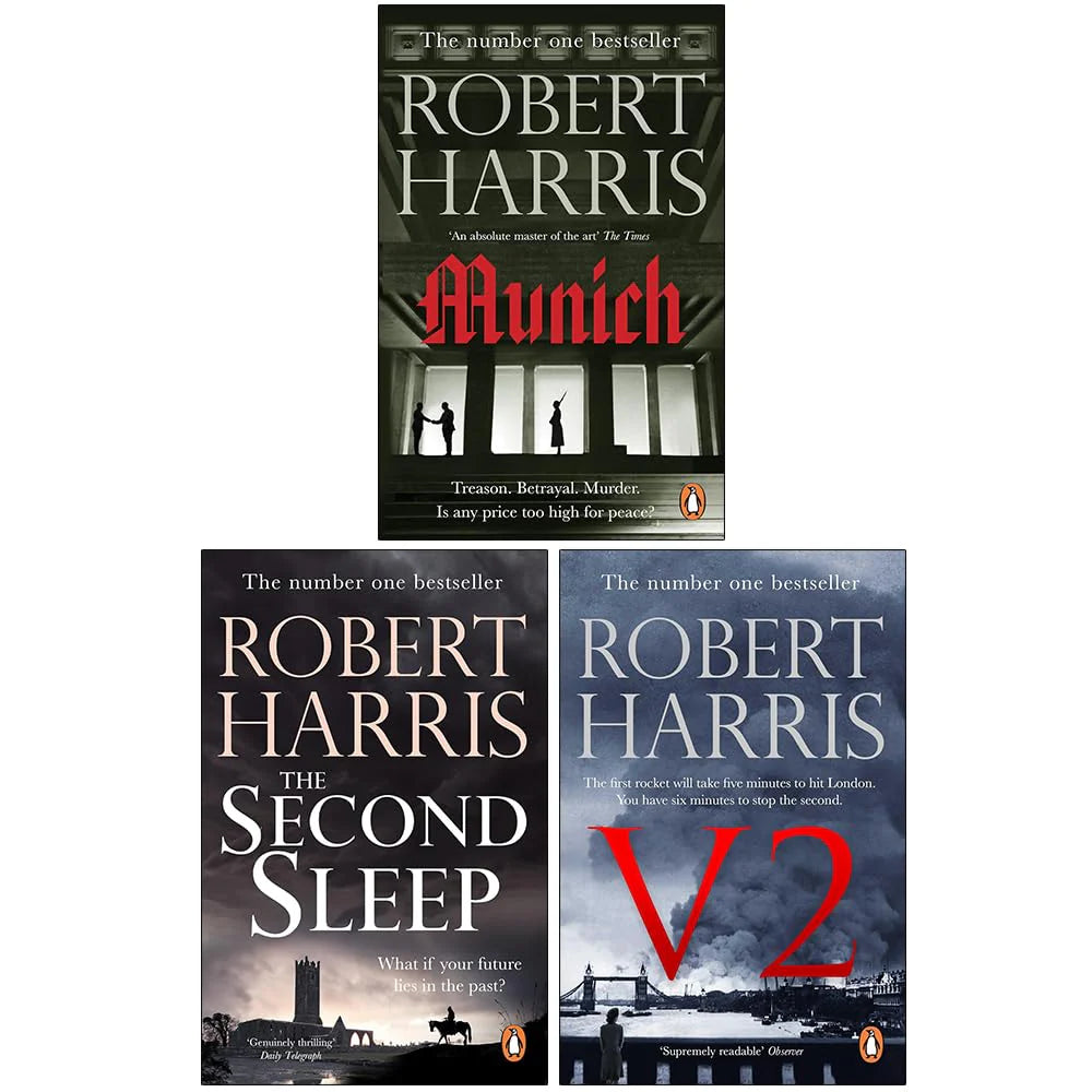 Robert Harris 3 Books Collection Set paperback covers - Munich, The Second Sleep, V2