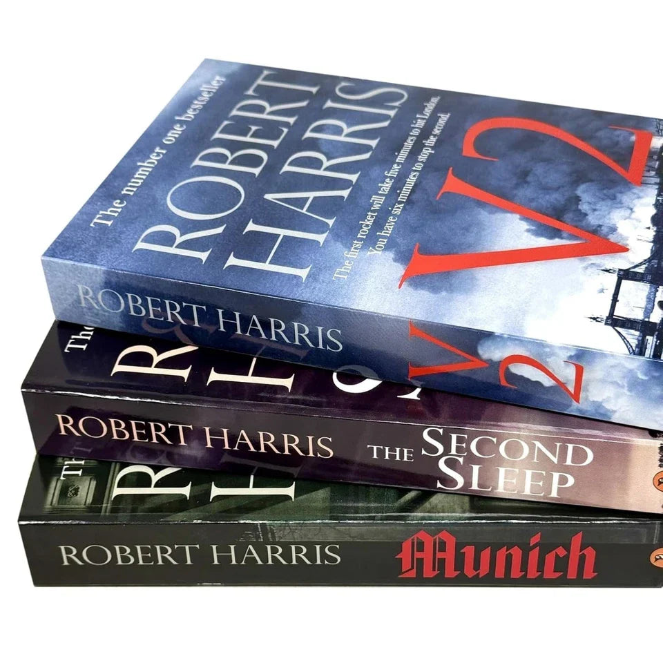 Robert Harris 3 Books Collection Set spines - Munich, The Second Sleep, V2 paperback