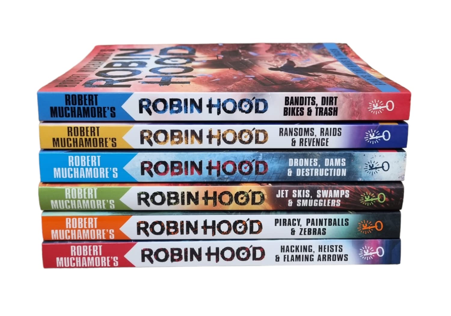 Robert Muchamore Robin Hood Series 6 book paperback set back cover detail for ages 9-14