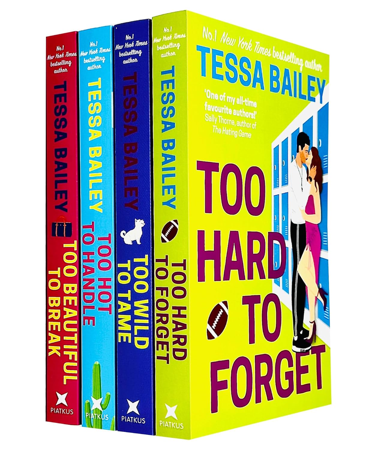 Romancing the Clarksons Series Books 1-4 Collection Set by Tessa Bailey - Paperback boxed set cover featuring Too Hot to Handle, Too Wild to Tame, Too Hard to Forget and Too Beautiful to Break